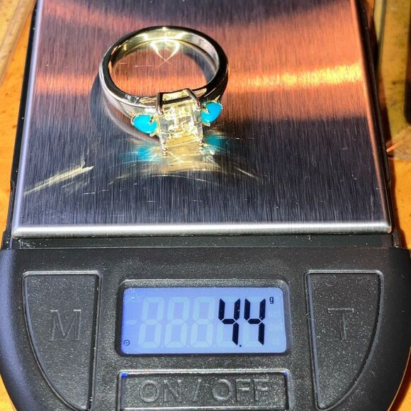 Yellow Labradorite Sleeping Beauty Turquoise Sterling Silver Ring 8.75 - Picture 9 of 9